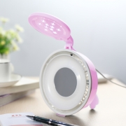炫酷造型 粉色精灵 MM最爱 狮山多功能LED台灯带USB供电小风扇美容镜JW-1311